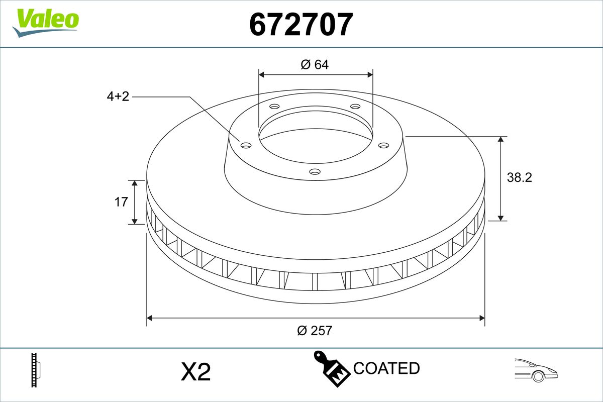 VALEO 672707 Bromsskiva